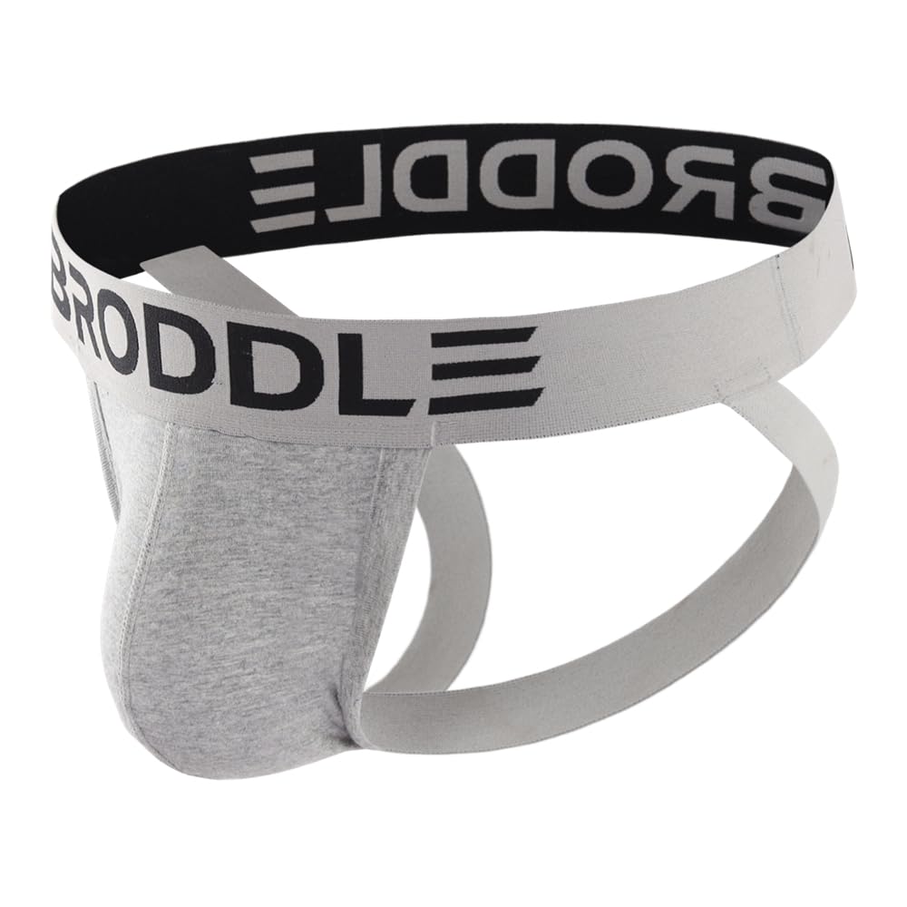 Broddle Men's Grey Jockstrap Underwear Active Athletic Supporters Elastic Waistband Jock Straps