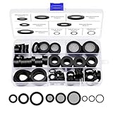 【9 Größen, 140-teiliges Dichtungsring-Set】: Das Dichtungsring-Set enthält 20 Gummi-Unterlegscheiben (19×12×3 mm), 20 Gummischeiben (24×14×3 mm), 10 Flachdichtungssätze (30×20×3 mm) und 10 Edelstahl-Schlauchdichtungen (40-Mesh) in den entsprechenden Größen sowie 3 Arten von O-Ringen (je 20 Stück). Die transparente Aufbewahrungsbox aus Kunststoff ist nach Größen unterteilt, sodass die Teile leicht zugänglich und ordentlich aufbewahrt werden können und verschiedene Reparaturszenarien problemlos bewältigt werden können.