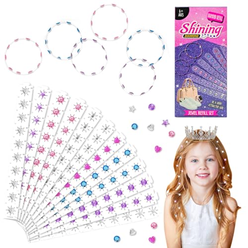 Cuackamily Hair Bedazzler Kit, 120 peças pedras preciosas ferramenta de penteado pedras de substituição, conjunto de Styling Tool Hair, agrafador Diamond Sparkle Glam Shining Styling Tool de moda para