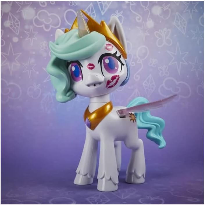 My Little Pony Magical Kiss Unicorn Princess Celestia, Interactive Unicorn Figure with 3 Surprises - Musical Kids Toy That Moves, Lights Up