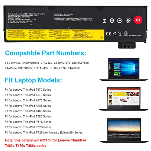 image for Fancy Buying 01AV423 01AV452 Laptop Battery Replacement for Lenovo Thi