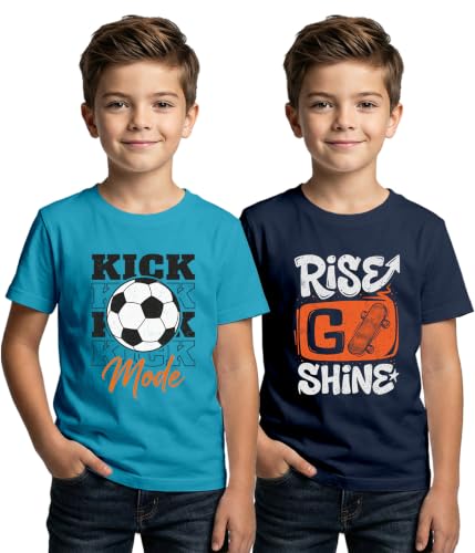 Image of XENOVAURBAN Kids Tshirt 2 Combo for Boys /Girls | Cotton Fabric | Graphic Printed Round Neck T-Shirt for Kids - KRN2-PRINTED-PAR