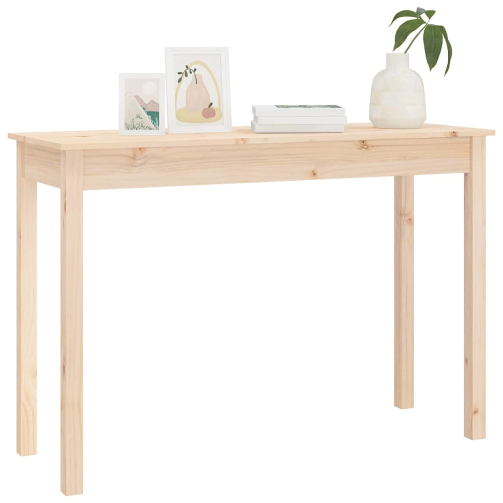 Homgoday Mesa Consola Madera Maciza de Pino 110x40x75 cm Mesas auxiliares de salón,Mesa Consola Recibidor Mueble de Entrada Estrecha Clásica