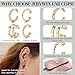 JeryWe Ear Cuff for Women - 14K Gold Plated Huggie Hoop, Non Piercing Cuff Earrings, Clip On Elegant Ear Clips, Cartilage Wrap, Fashionable Fake Earring Cuffs for Non Pierced Ears 14K Gold Plated 4PCS