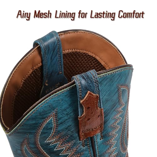 Image of SUREWAY Cowboy Boots For Men - Mens Square Toe Western Boot,Oil /Slip Resistant,Durable Fashionable Classic Pull on 10 Inch Boots Mid Calf Wellington Boots