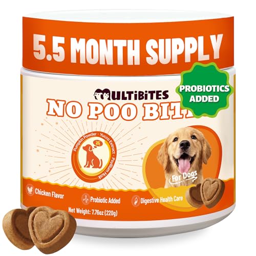 MULTIBITES 330 Bites No Poo Chews for Dogs – Coprophagia Deterrent with Probiotics, Digestive Enzymes, Yucca Extract & Vitamin B1 - Supports Gut Health & Constipation Relief, 7.76 oz