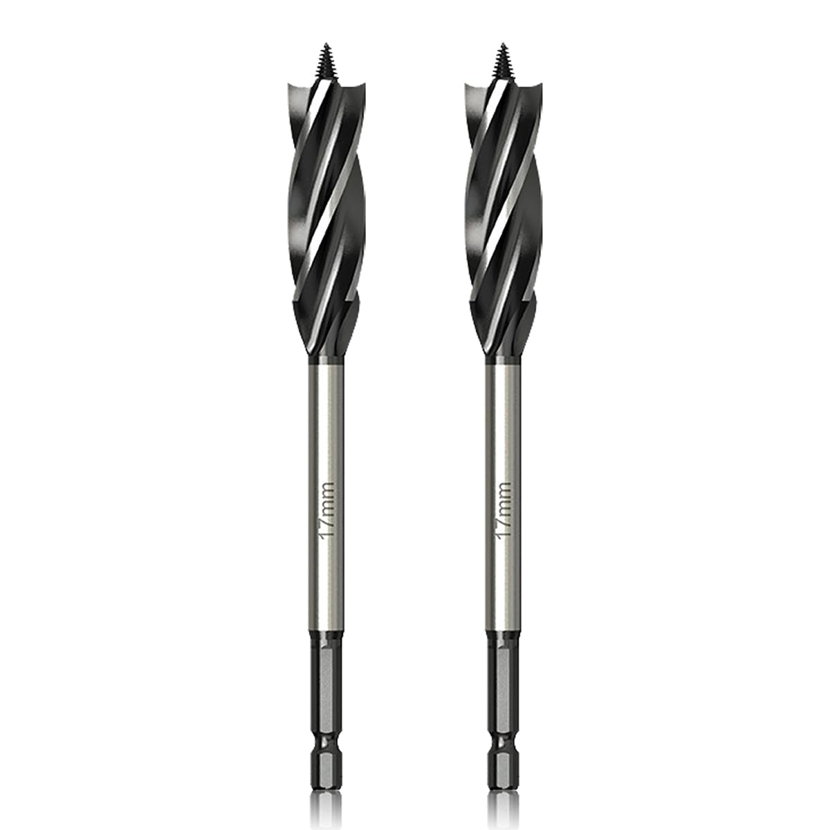 Meccion Professionale Punta per Legno 17mm x 165mm x 2Pcs Autoalimentata Punta per Trapano a Trivella da 1/4 Pollice Esagonale Gambo Spirale Punta per la Lavorazione del Legno