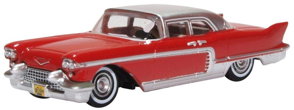 Oxford Diecast 1957 Eldorado Brougham Dakota Red with Silver Metallic Top 1/87 (HO) Scale Diecast Model Car 87CE57002