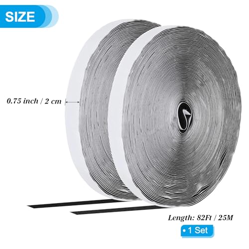 Image of WGLILO 0.75 Inch x 82 Feet Hook and Loop Strips with Adhesive, Double Sided Nylon Self Adhesive Tape for Home Office School and Crafting, Prevent Sofa Cushions, Mats, Mattresses from Sliding, Black