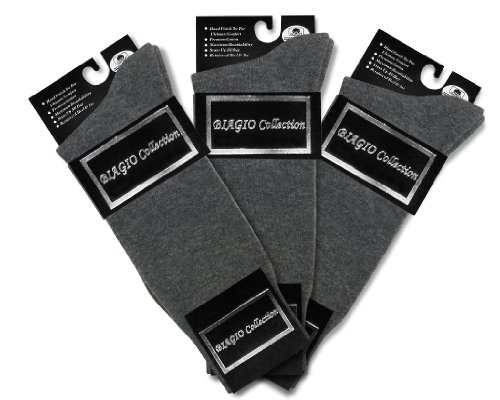 3 Pair of Biagio Solid CHARCOAL GREY Color Men's COTTON Dress SOCKS2