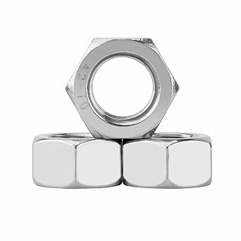 Junter 50pcs M5-0.8Pitch Hexagon Left Hand Thread Full Nuts Hex Reverse Nuts Left Thread Metric A2 Stainless Steel Thread Hex Nuts DIN934