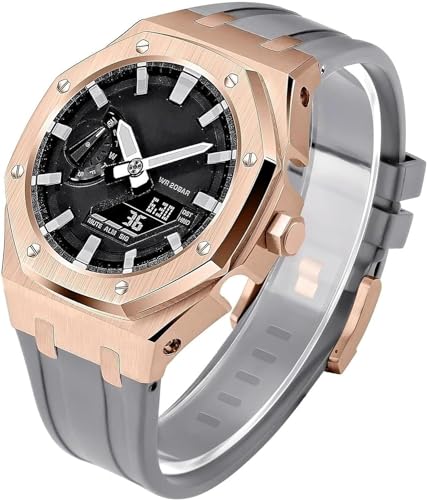 Boîtier montre GA2100 anti-choc en acier inoxydable et bracelet caoutchouc rechange agate