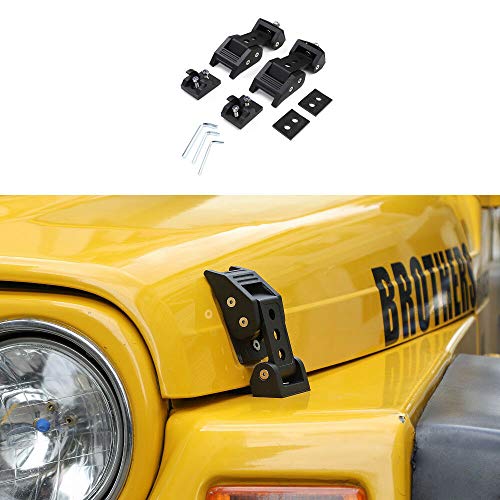 JeCar Aluminum Hood Latches for Jeep Wrangler TJ 1997-2006 Hood Latches Catch Set (Eliminates Hood Flutter)
