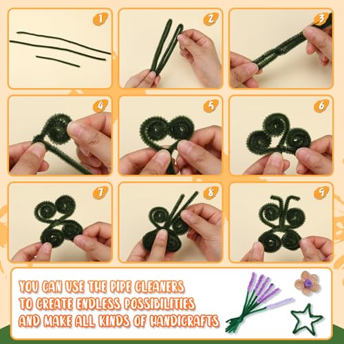 Image of 100 Pieces Pipe Cleaners Bulk Chenille Stem Sage Green Pipe Cleaners | Fuzzy Sticks Pipe Cleaners for Crafts Festival Home Decorations