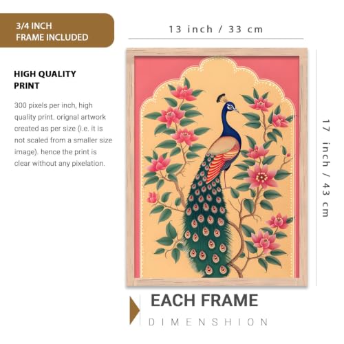 Image of kotart Traditional Indian Pichwai Wall Art Paintings with Frame for Home Decor - Framed Wall Painting for Living Room Bedroom Office Room Decor - Painting for Wall Decoration - (13x17 inch, F)