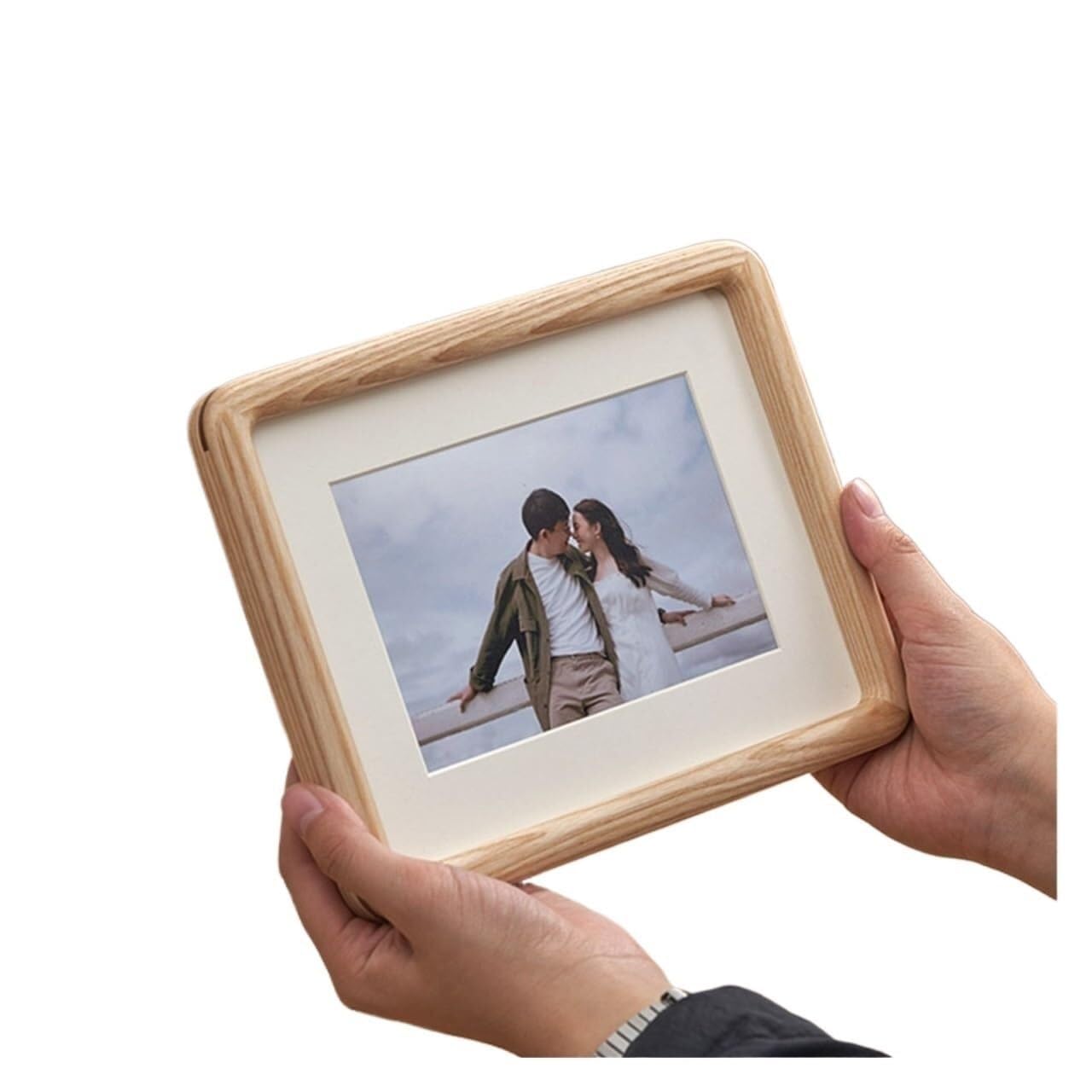 Photo Frames Round Corner Solid Wood Photo Frame Hanging Wall Picture Certificate Wedding(Ash Wood,A3)