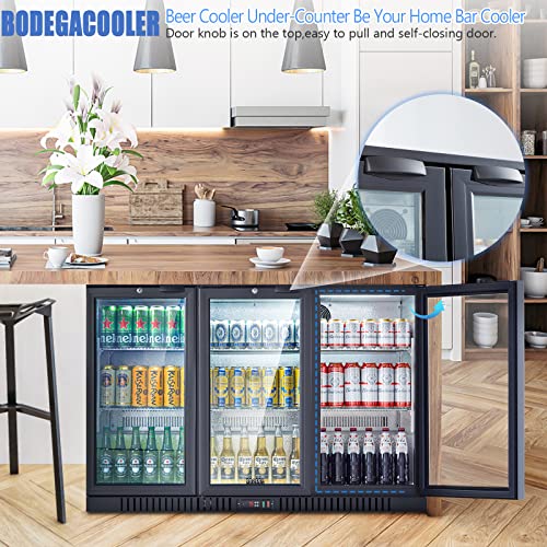 BODEGA BODEGACOOLER Commercial Bar Cooler With 3 Glass Doors,11.4 Cu.Ft Under Counter Beverage Refrigerator,Back Bar Refrigerator,Commercial Display Drink Fridge,LED Lighting Beer Wine Soda Drinks on Fridge.com
