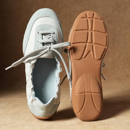 Image of Theater Kai Casual Sneakers in Suede for Women | Stylish Flat Lace-Up Shoes | Lightweight Comfortable Footwear with Cushioned Insole