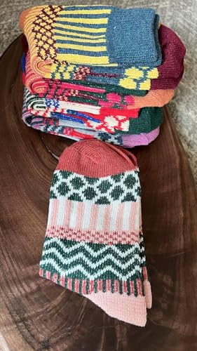 Image of 5 Pack Women's Wool Socks Warm Winter Socks Funny Crew Socks Thick Knit Soft Cabin Cozy Crew Boot Socks For Women Gifts