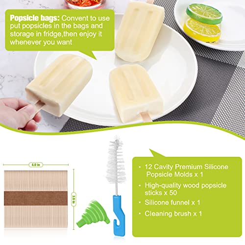 image for Amian Shop Popsicle Molds 12 Pieces Silicone Ice Pop Molds BPA Free Re
