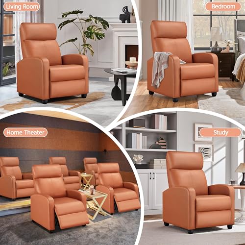 Yaheetech Fernsehsessel Relaxsessel mit Liege-Funktion, TV Sessel Ruhesessel Polstersessel Liegesessel verstellbar Einzelliegesessel für Wohnzimmer/Schlafzimmer/Lounge/Heimkino, Kunstleder Tan – Bild 5