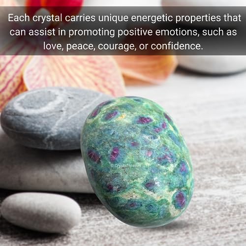 Image of Certified Large Ruby Fuchsite Crystal Palm Pebbles Stones for Anxiety Stress Relief Massage - AAA Grade Original Healing Gemstone Agate Palm Stone for Yoga Meditation Spiritual Reiki Feng Shui