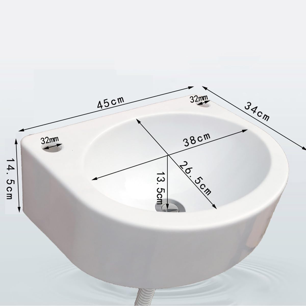 Generisch Petit lavabo mural en plastique pour salle de bain caravane camping-car 40 x 28 x 14 cm blanc robinet inclus