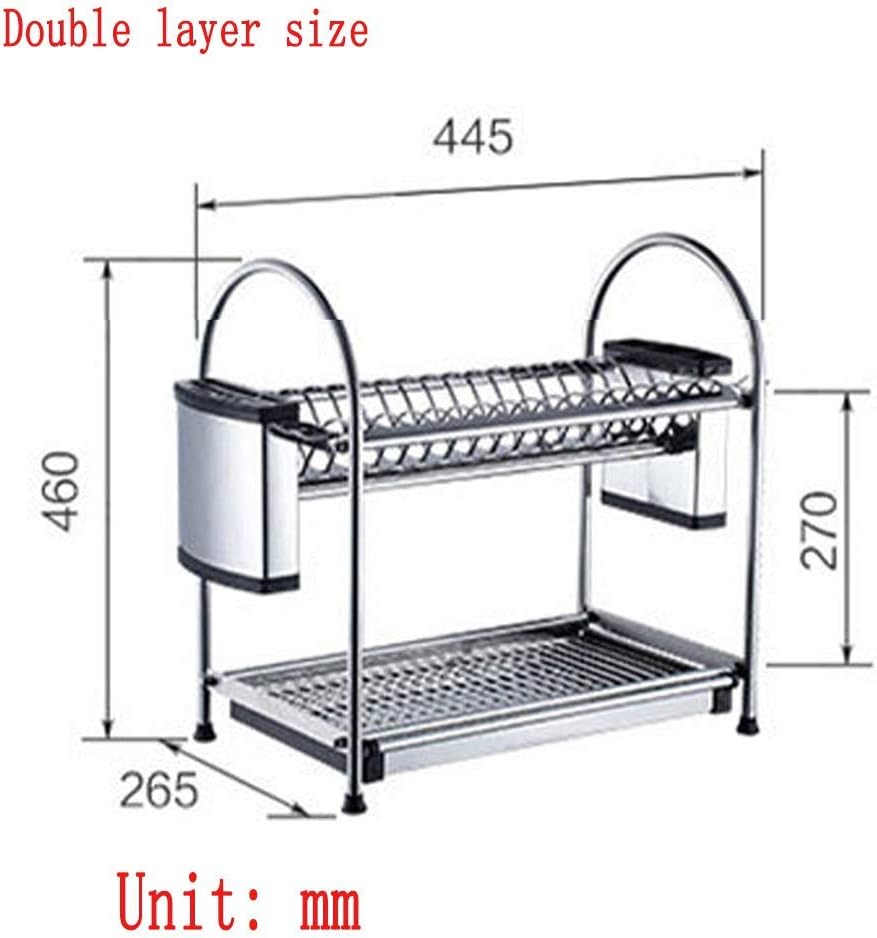 Dish cutlery rack Kitchenware Dish Rack Shelf Stainless Steel Double Drain Drying Water Dish Shelf Dish Rack With Chopsticks Dish Rack Can Put Chopping Board draining rack with cut ( A445*265*460mm)