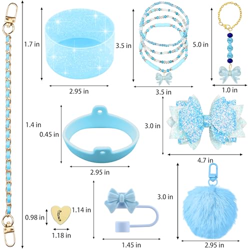 Hpebl 11PCS Bow Accessories for Stanley Cup Tumbler 30 40oz,Blue - image 3