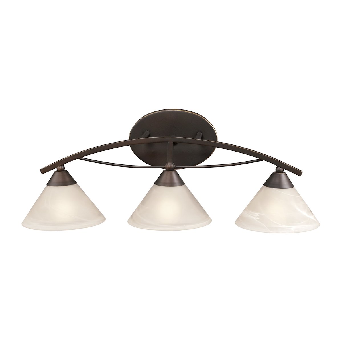 Elk Home Elysburg Vanity Light - 17642/3 Vanity Light in White Marbleized Glass and Oil Rubbed Bronze - LED Bulb and Dimmer Compatible, Art Deco Wall Light Fixture