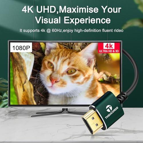 Thsucords Cienki Kabel Mini HDMI do HDMI 3M, Ultracienki i Elastyczny Kabel HDMI Mini Obsługuje 3D/4K@60 Hz/18Gbps/2160P/1080P