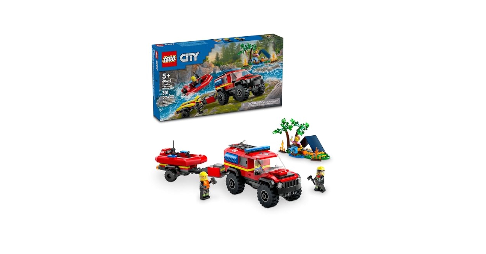 ONE PATTERN　P-MODEL 4x4 Fire Truck with Rescue Boat : Original Box 60412-1