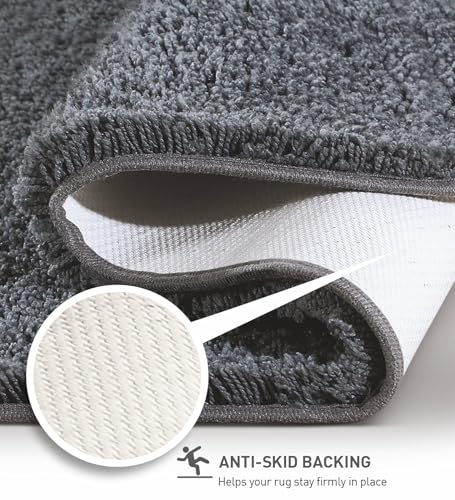 Image of Obsessions Ultra-Absorbent Quick-Dry Bath Mat | 1400 GSM Polyester | Soft, Non-Slip & Fast-Drying Bathroom Rug for Safety & Comfort | 40 x 60 cm | Dark Grey