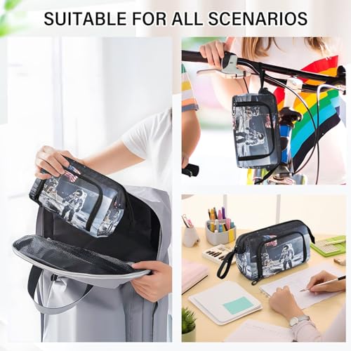Image of Space Astronaut Nasa Apollo Pencil Case Large Pencil Pouch Big Pencil Box Pen Bag Organizer Pencil Bags with Zipper for Adults Girls Kids Boys School 038