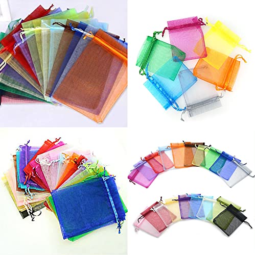 Saoyoas 100Pcs 4X4.72 Inch Organza Bags, Drawstring Organza Jewelry Pouches Wedding Party Christmas Favor Gift Bags thumb #3