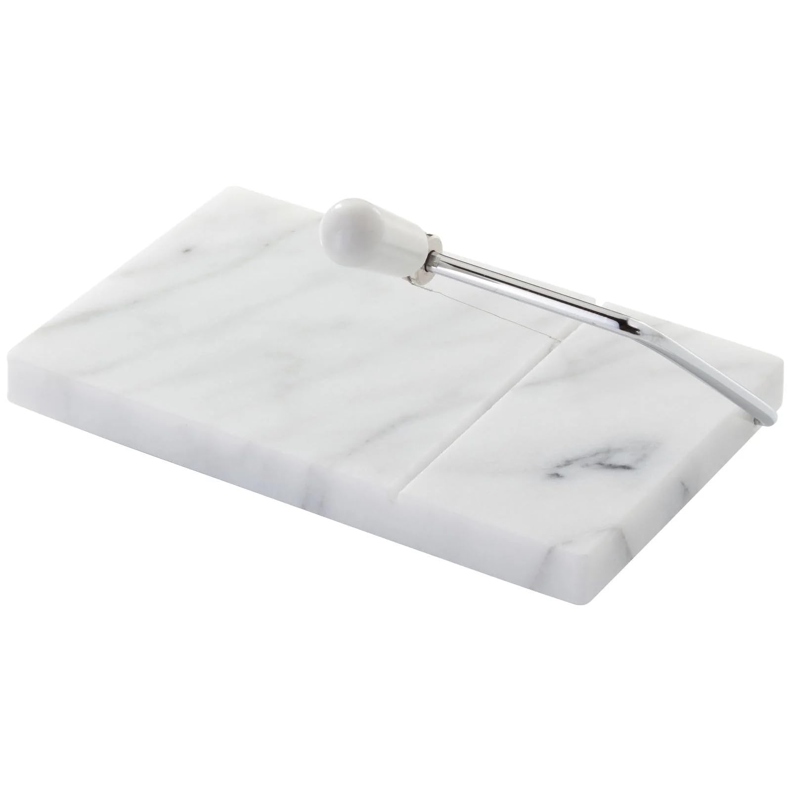 Judge Marble Cheese Board with Wire Cutter 21cm x 20cm - 25 Year Guarantee, White