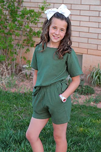 Flypigs Girls Shorts And Shirt Outfit Linen 2 Piece Set Short Sleeve Summer Clothes Set With Side Pockets, 9-10 Y #TOP3