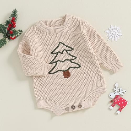 Lesimsam Newborn Baby Boy Girl Christmas Outfit Knit Sweater Romper Oversized Long Sleeve Bubble Bodysuit Warm Winter Clothes2