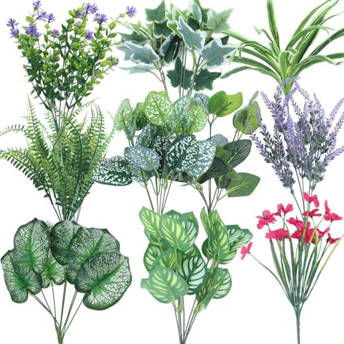 Fleurs Artificielles 10 Pièces, Plante Artificielle, Fleur Artificielle, Fleurs Fausse en Plastique Résistantes aux UV, Fausse Fleur Decoration Exterieur...