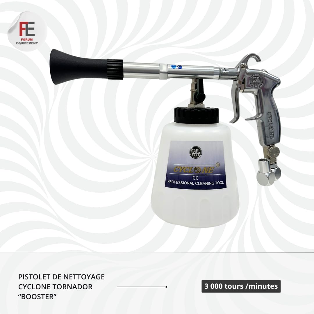 Pistolet de Nettoyage Voiture Cyclone Z020K - Puissant et Réglable de 1000 à 3000 Tours/Min, Effet Tornade pour Un Nettoyage Voiture Intérieur, Pistolet à Air Comprimé, Réservoir 1L
