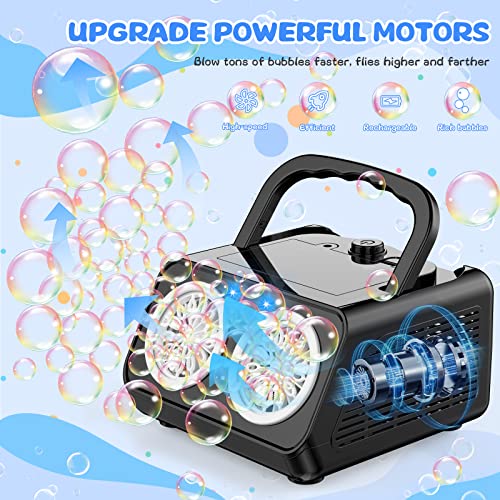 Shcke Automatic Bubble Machine Upgrade Bubble Blower With 2 Fans, 20000+ Bubbles Per Minute Bubbles For Kids Portable Bubble Maker Operated By Plugin Or Batteries For Indoor Outdoor Birthday Party #TOP5