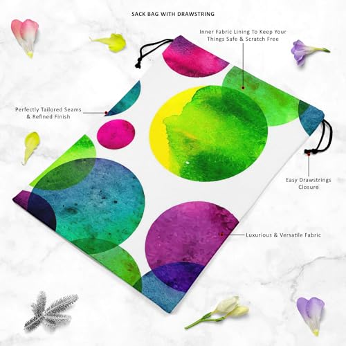 Image of ArtzFolio Circles On White D2 | Reusable Sack Bag | Bag for Gym, Storage, Vegetable & Travel