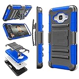 Galaxy Sky Case, J3 / J3 V Case, Galaxy Sol Case, Tekcoo [Hoplite Series] [Blue] Shock Absorbing Holster Locking Belt Clip Defender Heavy Kickstand Cover For Samsung Galaxy Amp Prime /Express Prime