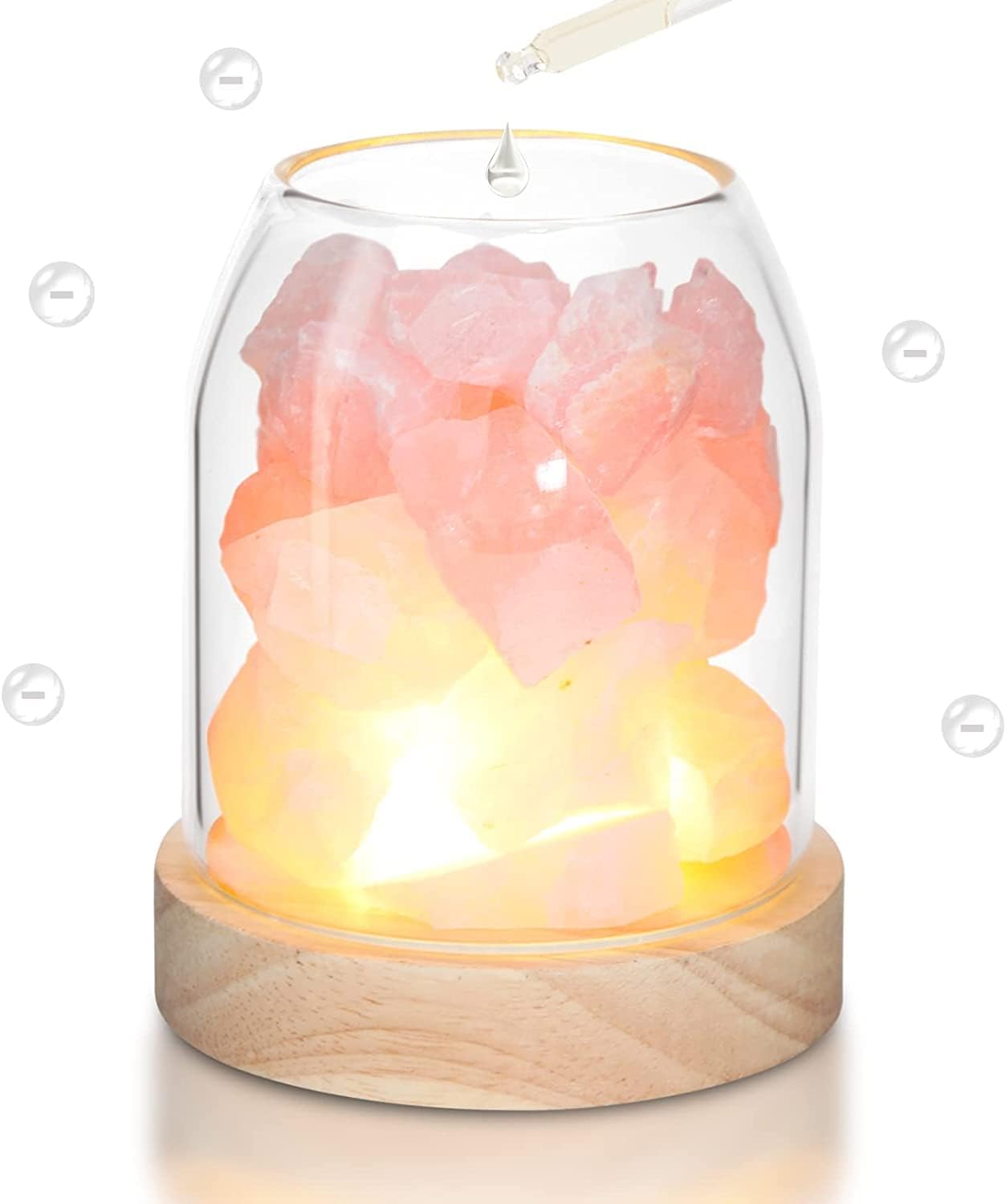 Himalayan Salt Essential Oil Diffuser, Himalayan Salt Lamp, Salt Lamp Diffuser, USB Night Light with Crystal, Salt Rock Lamp for Room, Office, Home, Night Light, Gift (Pink)