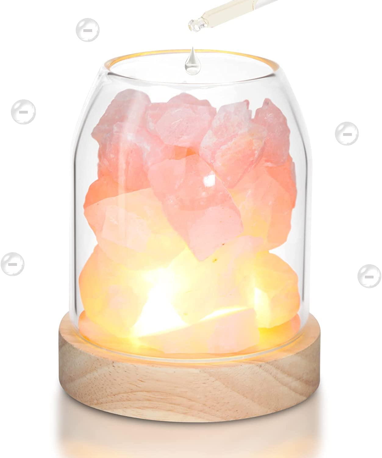 Himalayan Salt Essential Oil Diffuser, Himalayan Salt Lamp, Salt Lamp Diffuser, USB Night Light with Crystal, Salt Rock Lamp for Room, Office, Home, Night Light, Gift (Pink)