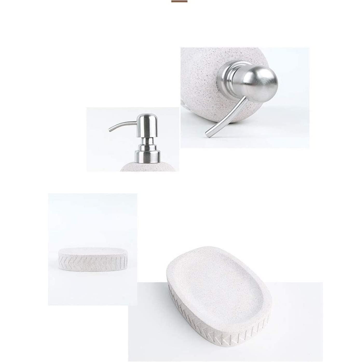 Dispensador Jabón Set Conjunto de Accesorios de baño Conjunto de baño de 4 Piezas Conjunto de baño con patrón de triángulo nórdico Decoración de Lavado para Regalo Baño Accesorios(Grün)