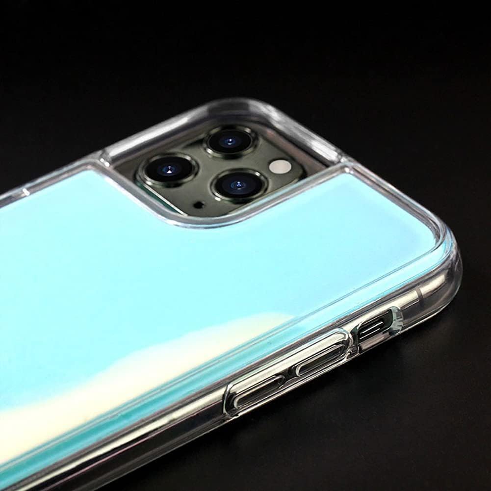 Yatchen YAKVOOK Liquid Fluorescent Case for iPhone 16 Pro Max,Luxury Fun Glow in The Darkness Quicksand Clear Hard PC + Soft TPU Bumper Luminous Shockproof Protector for iPhone 16 Pro Max Blue - Image 4