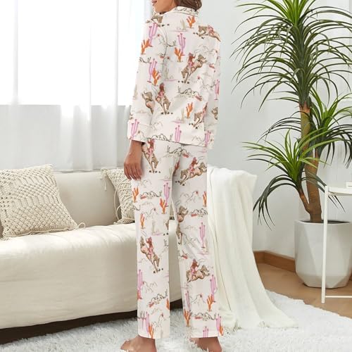 Women's Pajama Set Long Sleeve Button-Down Sleepwear 2-Piece Set with Pockets3