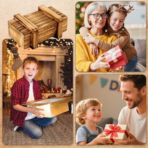 2 Stück Magische Geschenkbox aus Holz, Magische Rätselbox mit Sicheren Fächern, Kreative Geldgeschenkbox für Hochzeit Gutscheine Geschenk Schmuck Geld, Geburtstag
