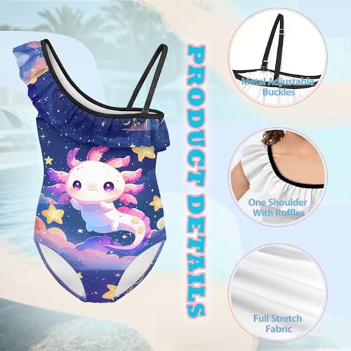Image of Girls One Piece Swimsuits Size 3-14 Trendy Ruffle Bathing Suit Casual Hawaiian Summer Beach Swimwear